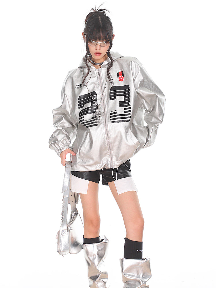 【24s Sep.】Vintage PU Leather Silver Hooded Baseball Jacket ArtsKoreanMan