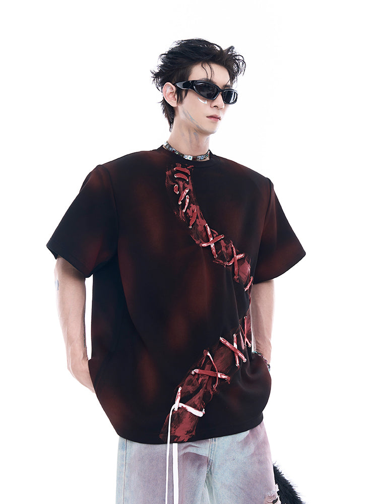 【24s Aug.】Dark Red Spray-dyed Tie T-shirt