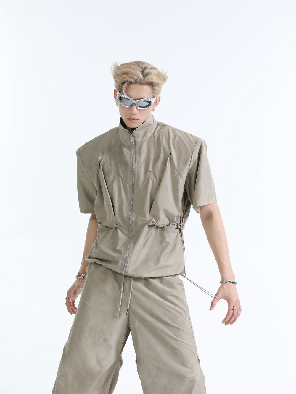 【24s Sep.】Deconstructed Split Zipper Short-sleeved Shirt + Casual Pants ArtsKoreanMan