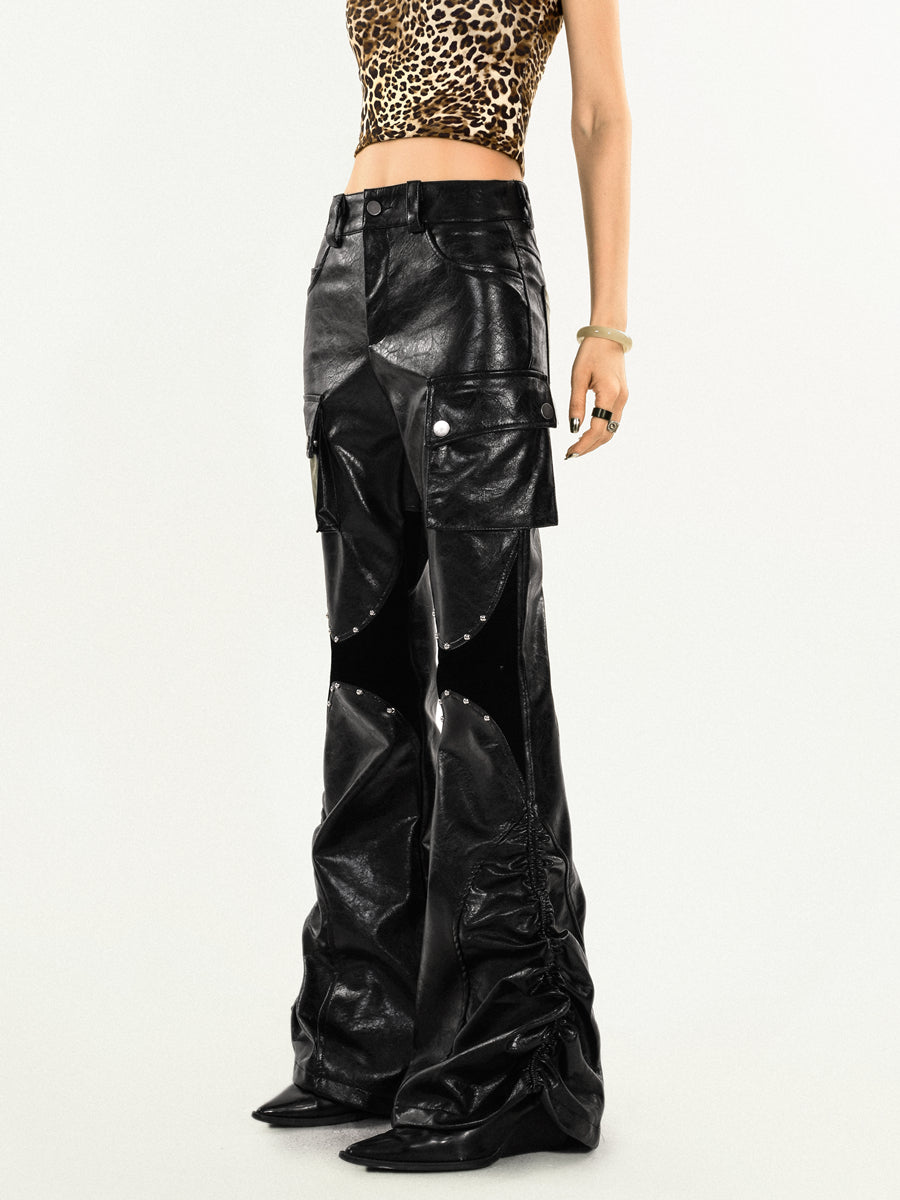 【25s Jan.】Hot Girl High Waist Slim Flared PU Leather Pants