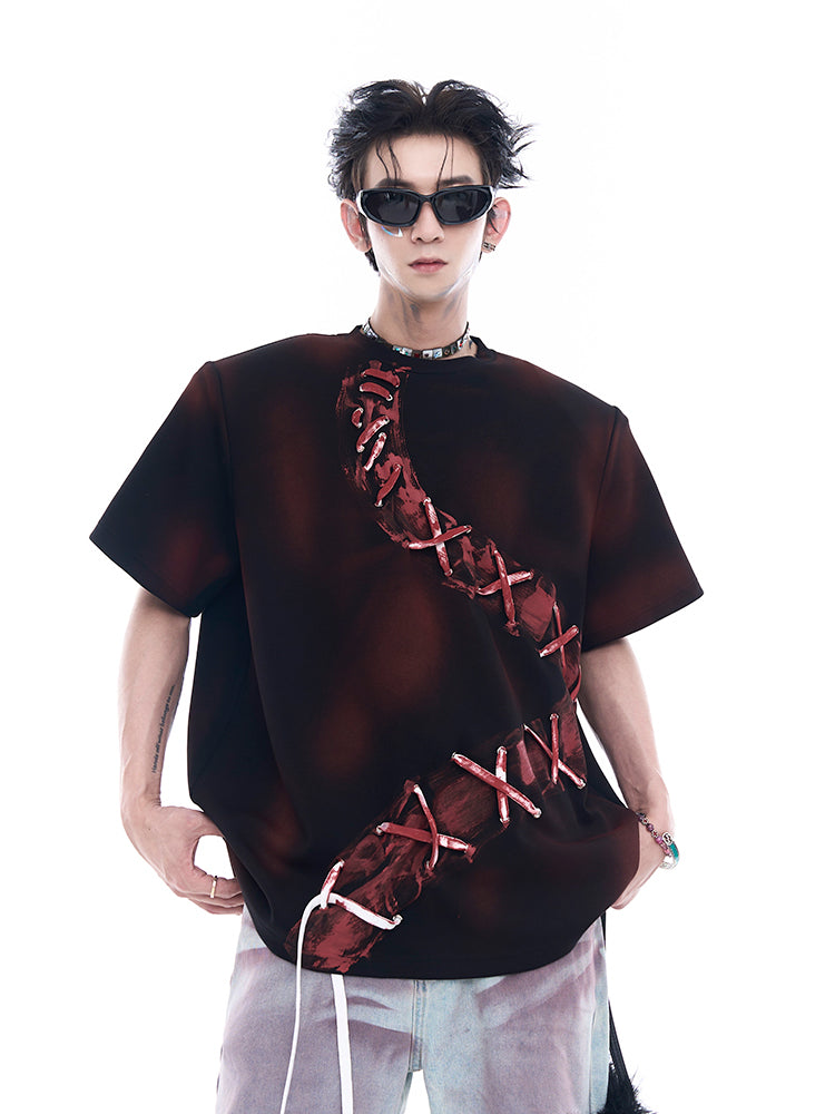 【24s Aug.】Dark Red Spray-dyed Tie T-shirt