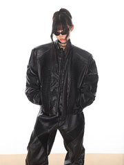 【24s Oct.】Luxury Silhouette Biker Jacket with Padded Shoulders ArtsKoreanMan
