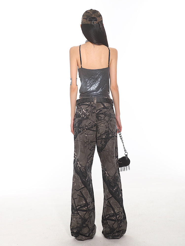 【24s Aug.】High Street Camouflage Retro Straight Leg Bootcut Jeans ArtsKoreanMan