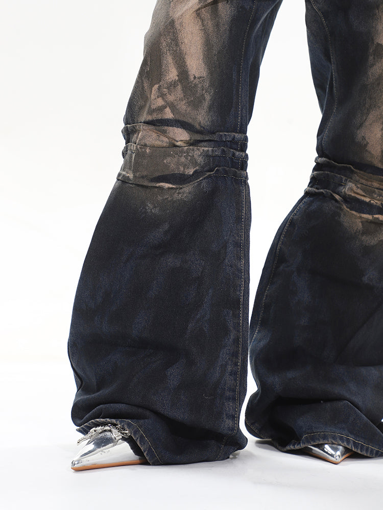 【24s April.】Slightly Booted Distressed Pleated Jeans