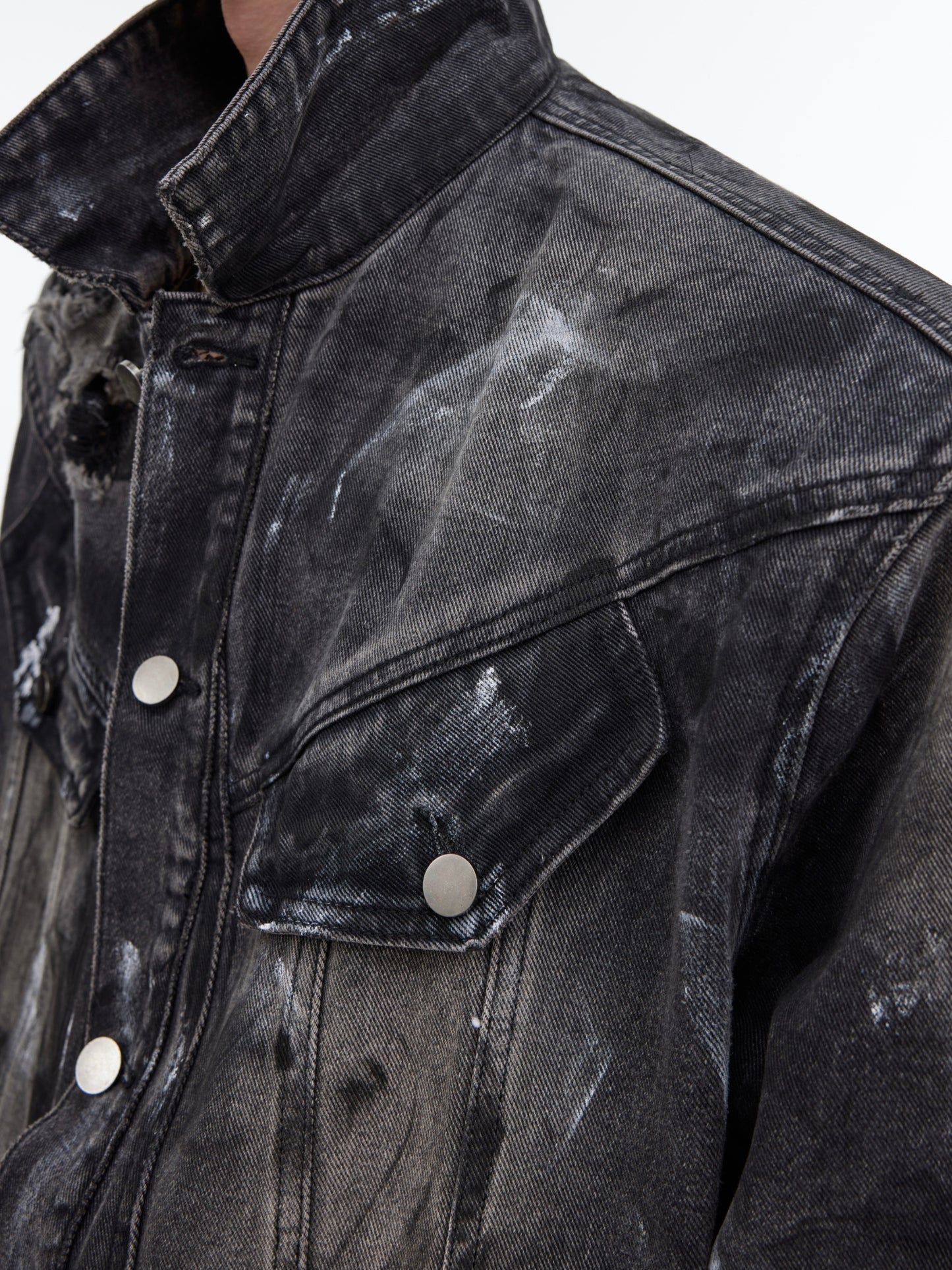 【23s October.】Hand-painted Distressed Short Denim Jacket