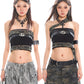 【25s Mar.】Punk Camouflage Belted Crop Top