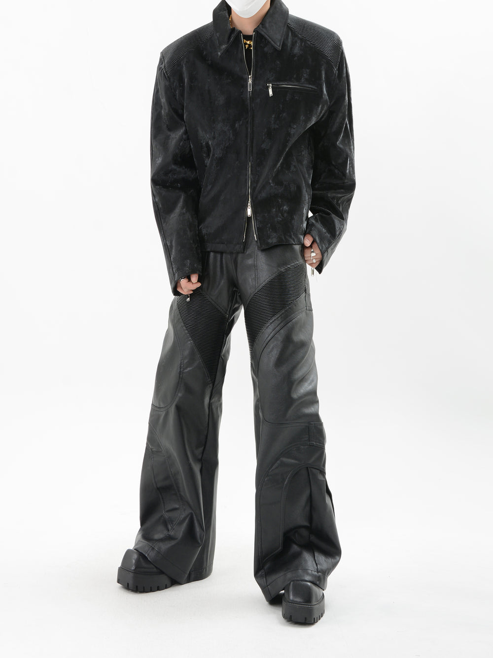 【24s Sep.】PU Leather Patchwork Jacket ArtsKoreanMan