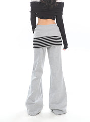 【25s Jan.】Niche Striped Cuffed Waist Loose Wide-leg Casual Pants