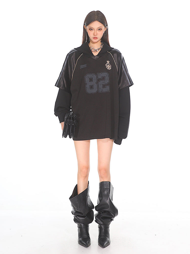 【24s Sep.】American Retro Sports Style Patchwork Hoodie