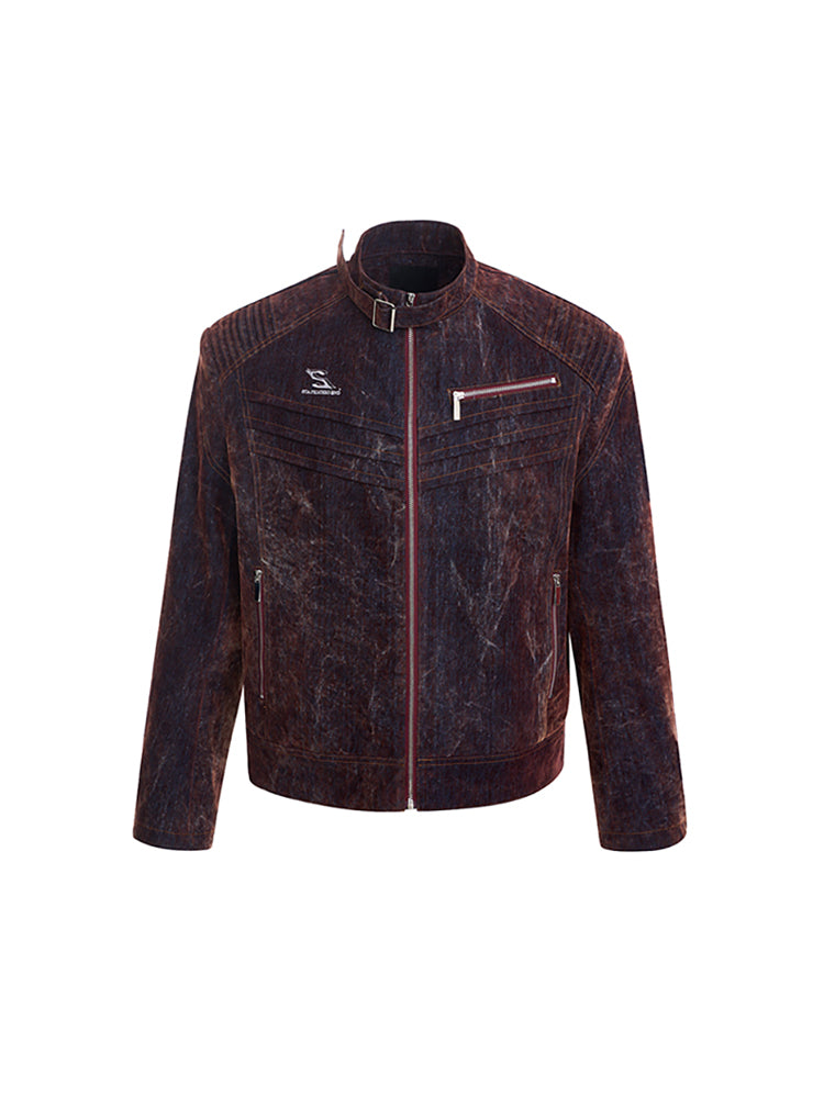 【24s Nov.】Niche Design Flocked Zip-up Denim Jacket ArtsKoreanMan