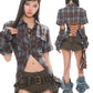 【25s Mar.】Plaid Backless Hollow Strap Detachable Shirt~