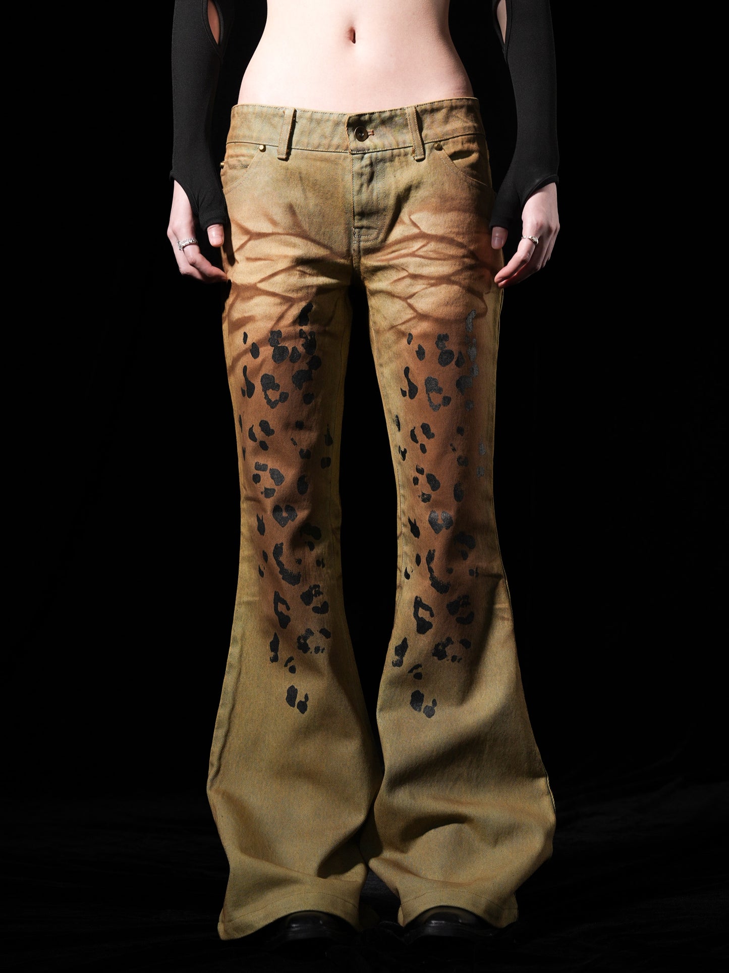 【23s December.】Retro Low-rise Punk Leopard Print Jeans