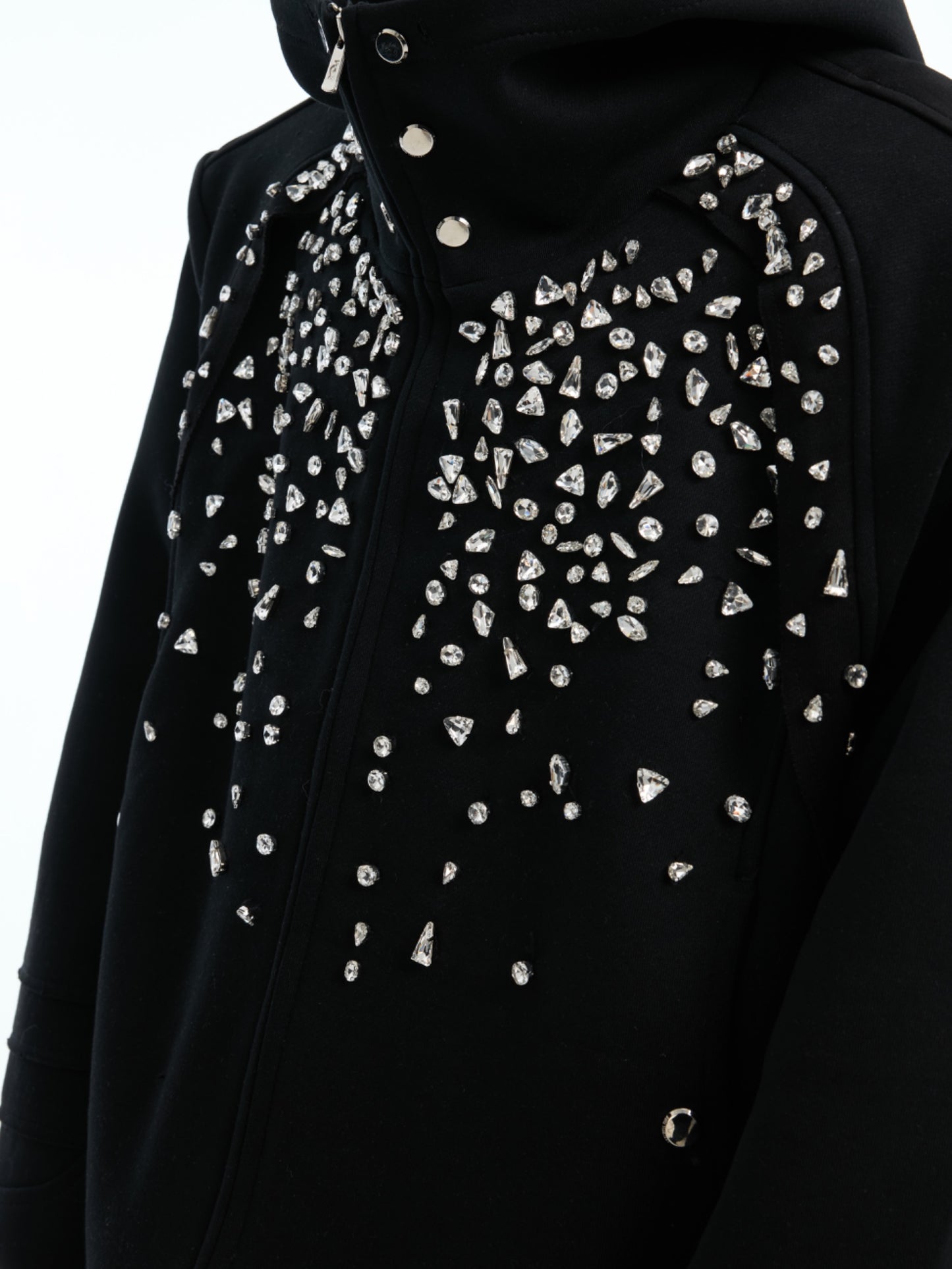 【25s Mar.】Heavy-Duty Rhinestone Embellished Hoodie Cardigan