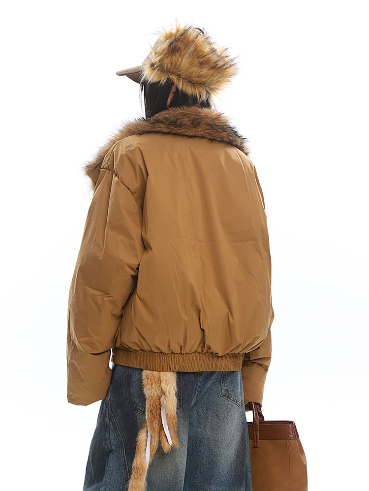 【24s Dec.】Retro Thickened Large Fur Collar Cotton Coat ArtsKoreanMan