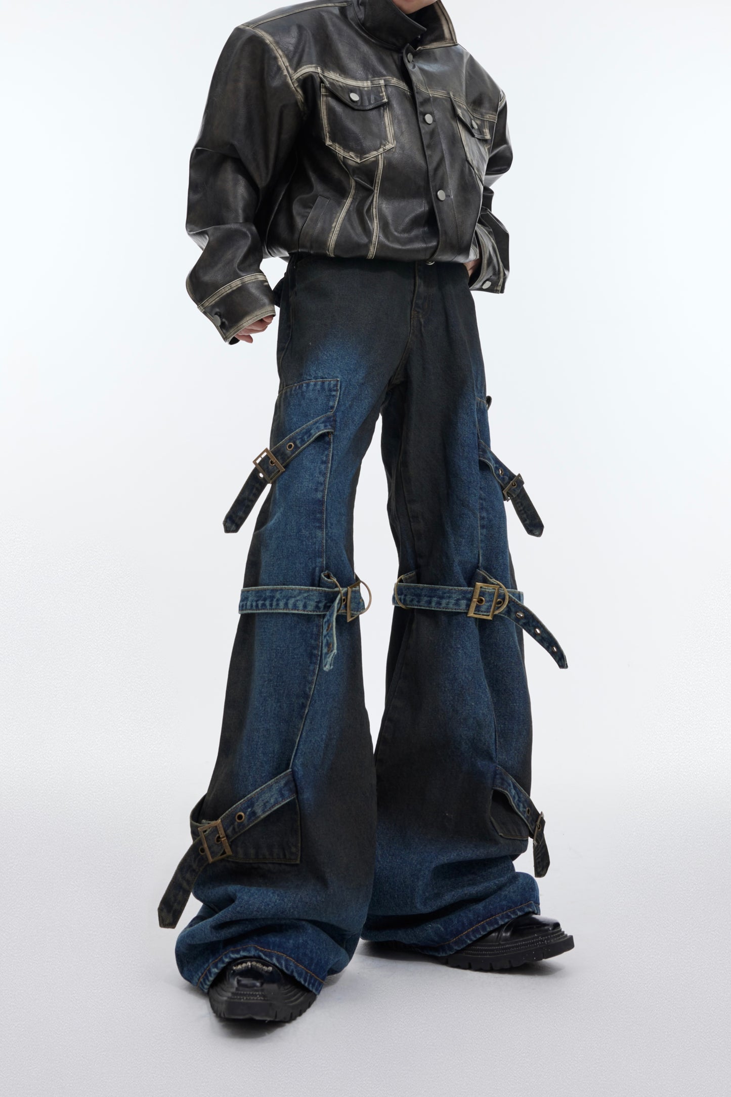 【24s January.】Metal Buckle Lace-up Bootcut Jeans