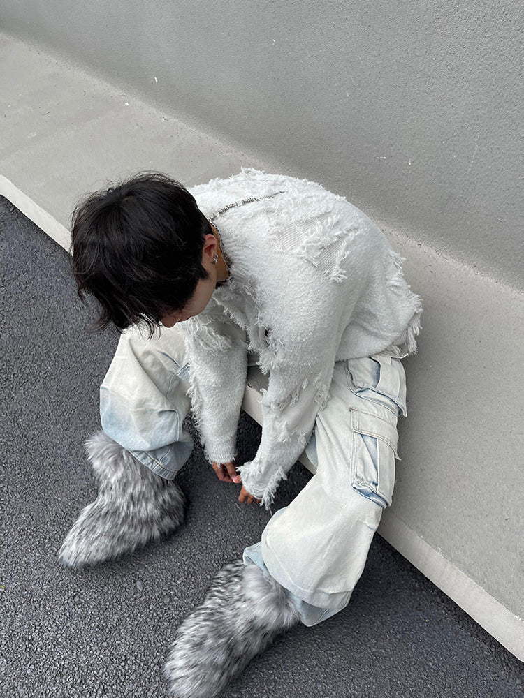 【24s Feb.】Furry Plush Mid-Tube Snow Boots