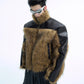 【24s Nov】Snake Print Leather Patchwork Fur Jacket