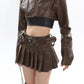 【23s November.】American Western Style Leather Jacket + Pleated Skirt Suit