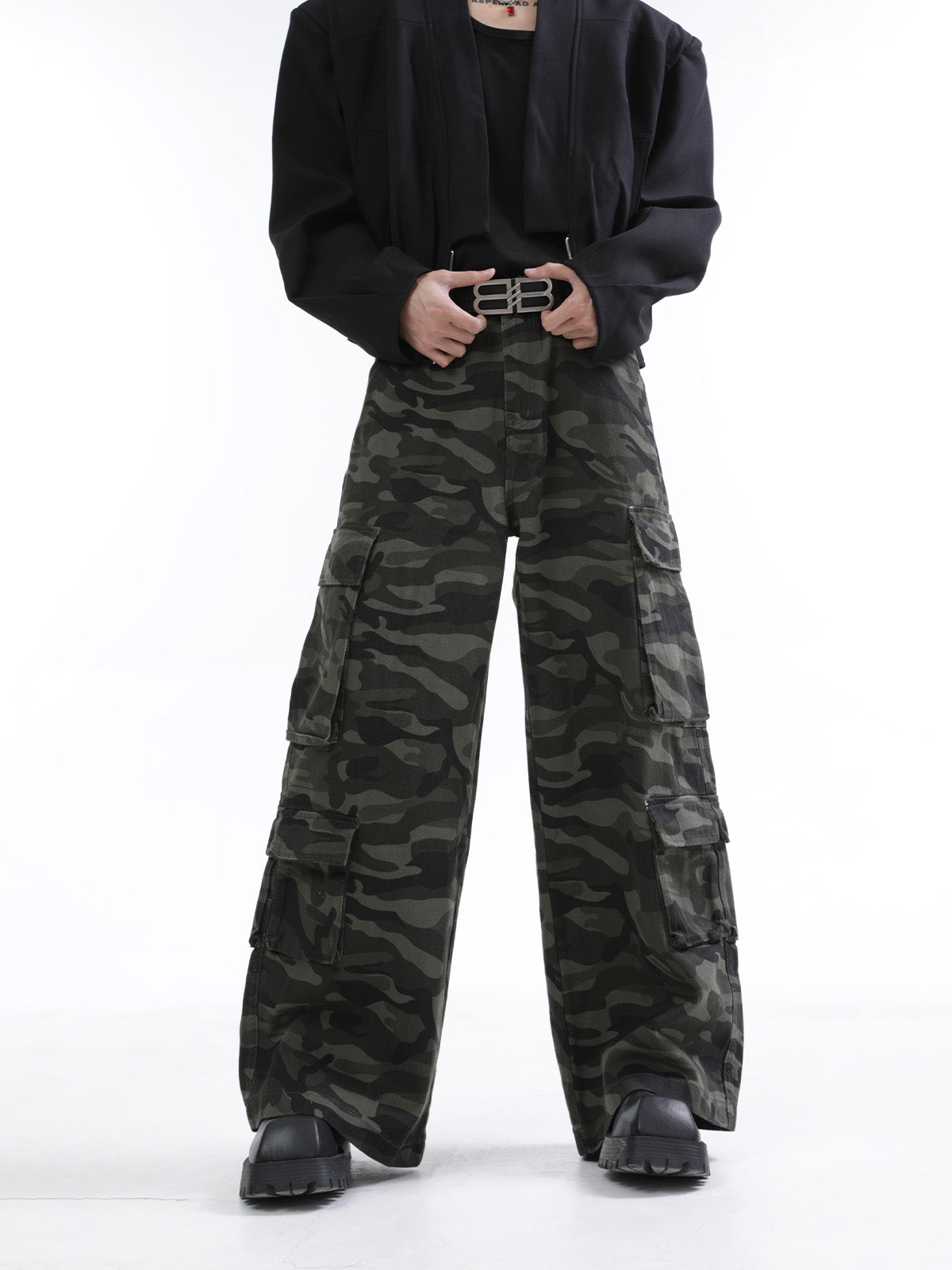 【24s Nov.】Vintage Distressed Camouflage Loose Overalls ArtsKoreanMan