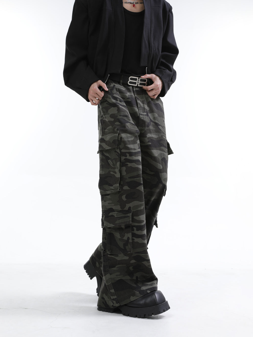 【24s Nov.】Vintage Distressed Camouflage Loose Overalls ArtsKoreanMan