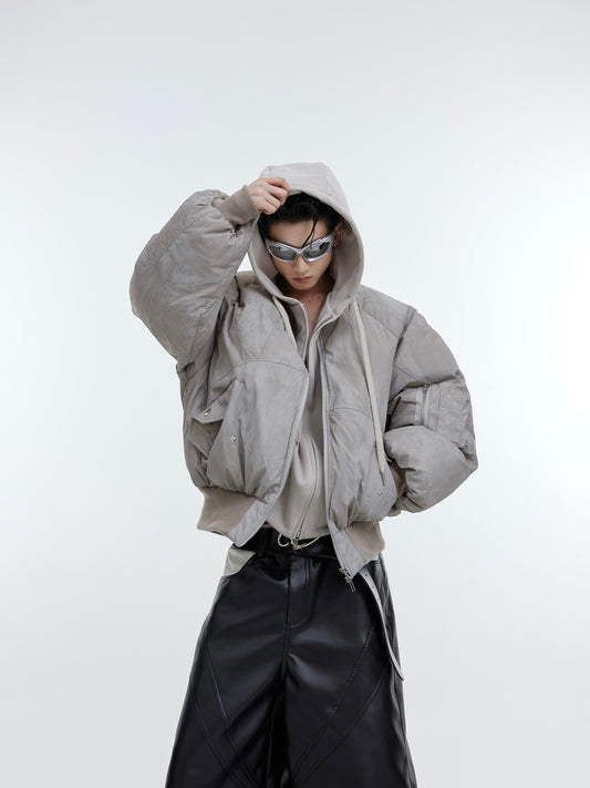 【23s November.】Distressed Fake Two-piece Design Sweatshirt Patchwork Cotton Jacket