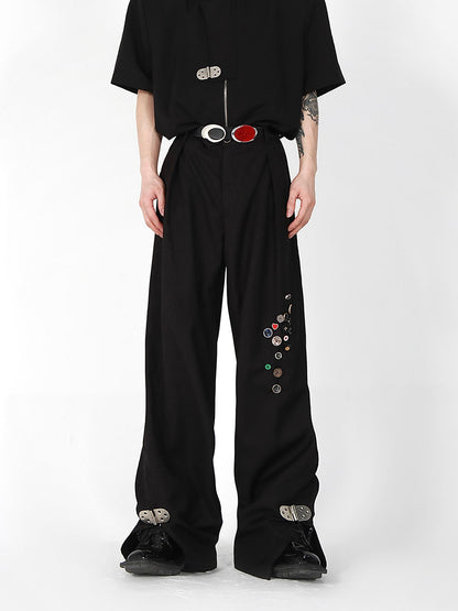 【24s January.】Buttoned Draped Loose Trousers