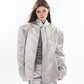 【23s September.】Silver Shiny Stand Collar Jacket