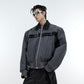 【23s November.】Deconstructed Split Glossy PU Leather Patchwork Woolen Jacket