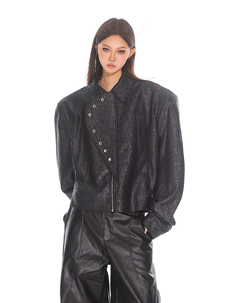 【24s Oct.】Luxurious Glossy Textured Short Jacket ArtsKoreanMan