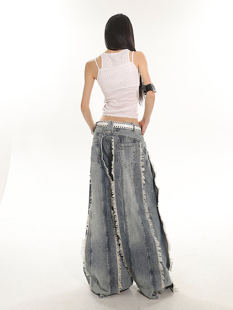 【24s June.】Loose-fitting Raw-hem Deconstructed Jeans ArtsKoreanMan
