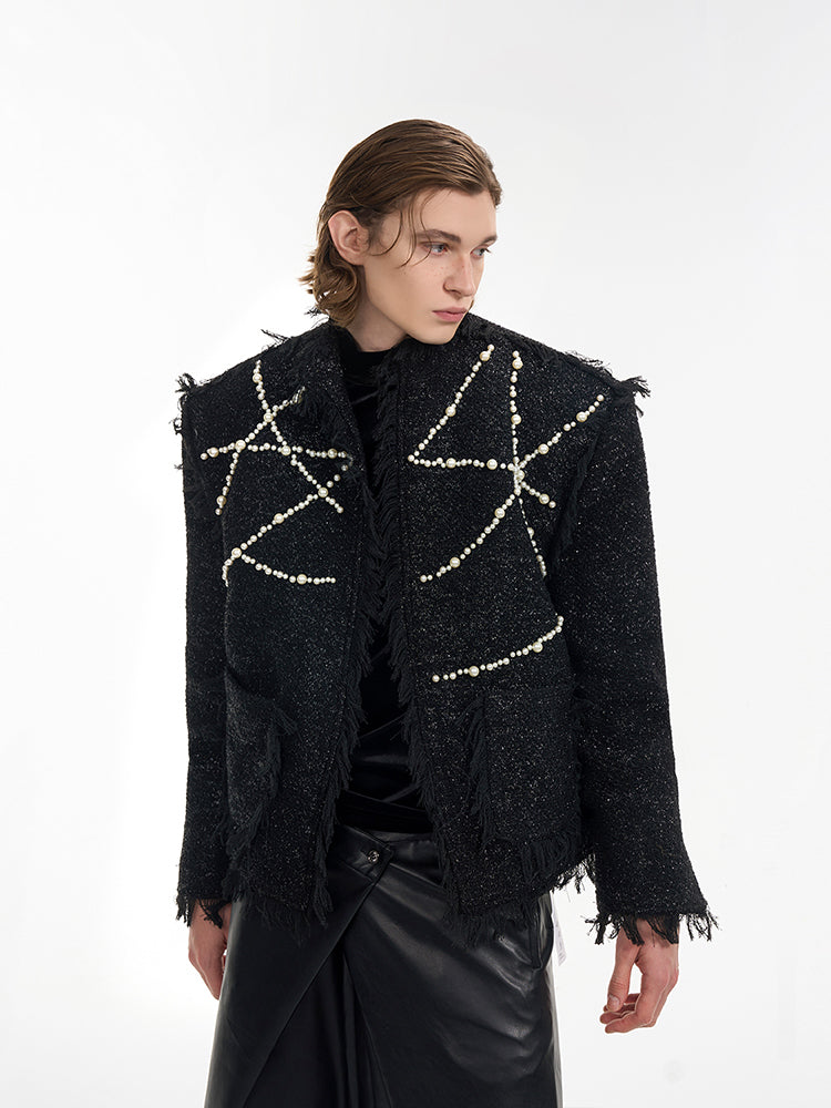 【25s Jan.】Elegant Raw-edge Pearl Chanel Style Jacket