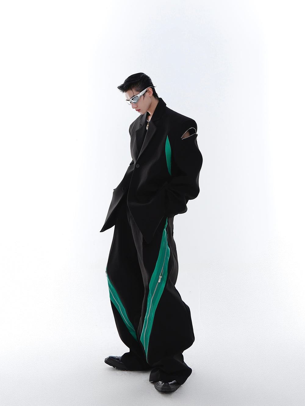 Zipper Contrast Color Stitching Trousers ArtsKoreanMan