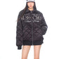 【24s Nov.】Pearl Lettering Diamond Pattern Padded Jacket