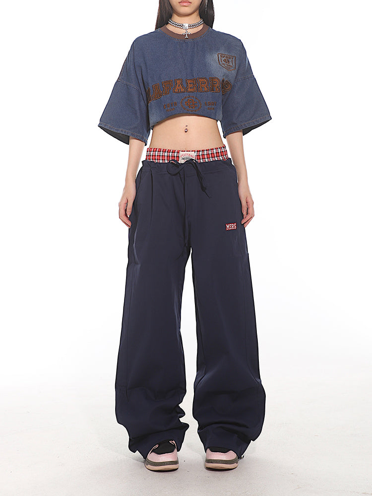 【24s July.】Hot Girl Plaid Stitching Casual Pants TrendyStyle101