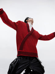 【23s September.】V-Neck Diagonal Stripe Knit Sweater ArtsKoreanMan