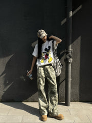 【25s Feb.】Camouflage American Embroidery Casual Pants