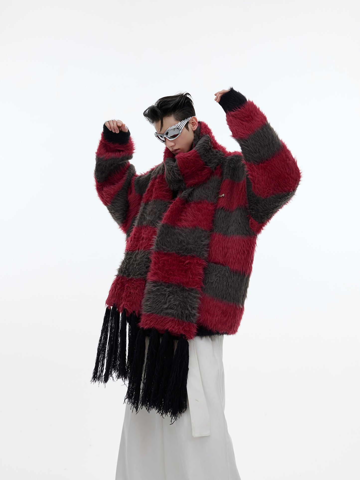 【23s December.】Christmas Imitation Mink Striped Thick Sweater(Comes with scarf)
