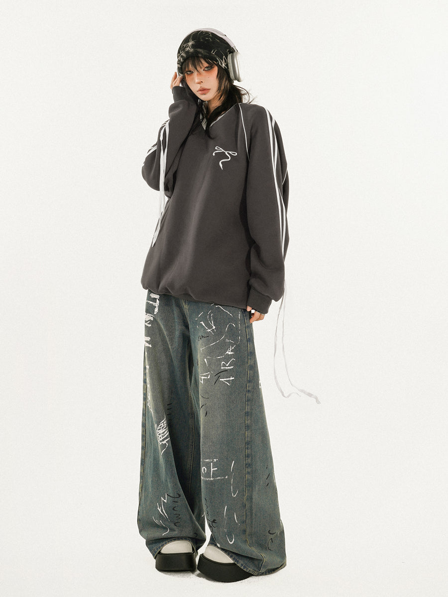 【24s Nov.】Hot Girl Distressed Loose Wide Leg Jeans ArtsKoreanMan