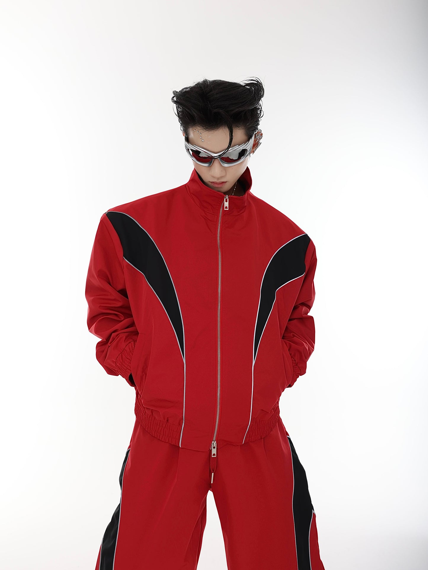 【23s August.】Reflective Stitching Jacket Sports Suit