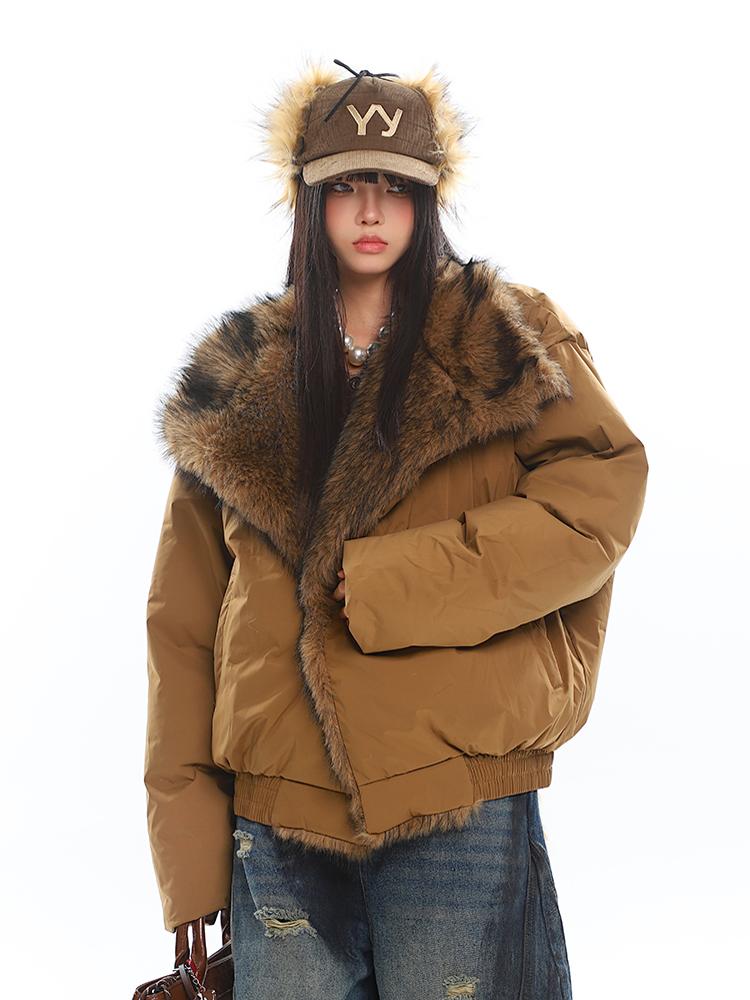 【24s Dec.】Retro Thickened Large Fur Collar Cotton Coat ArtsKoreanMan