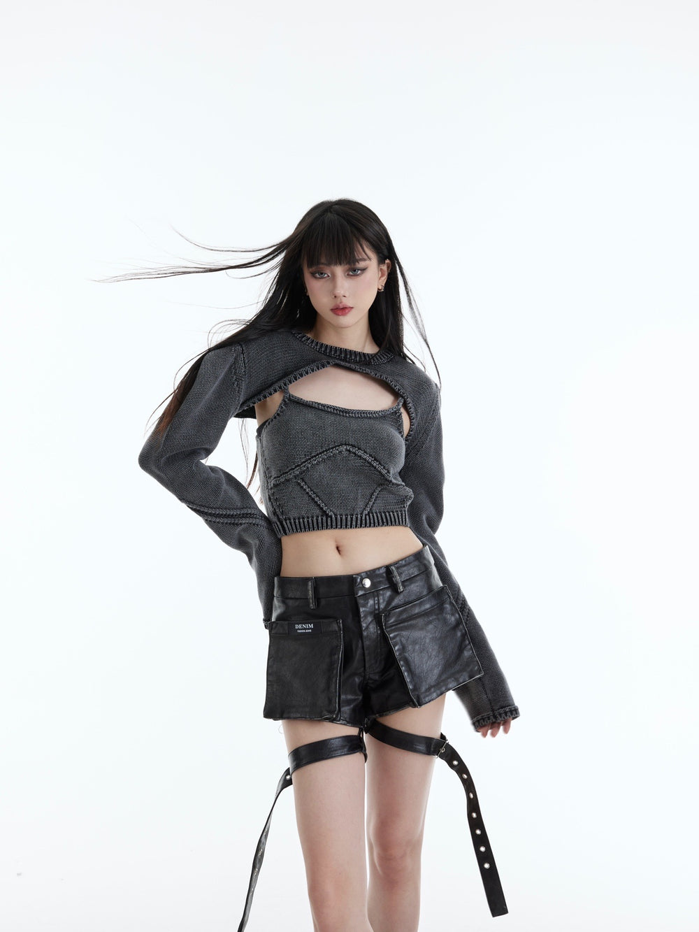 【23s October.】Vintage Washed Knitted Sweater Shawl Two-piece Set ArtsKoreanMan