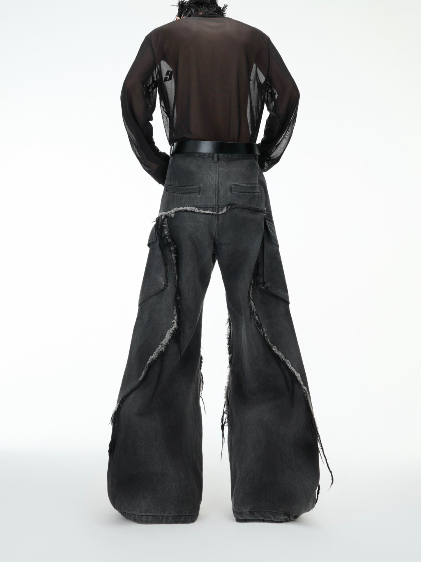 【25s Feb.】Retro Fringed Curved Knife Shaped Loose Jeans