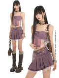 【24s July.】Hot Girl Lace Purple Denim Vest + Short Skirt ArtsKoreanMan
