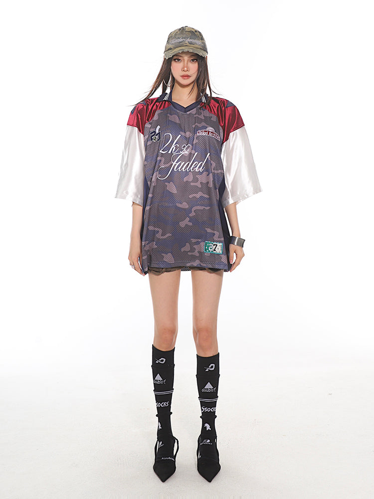 【24s July.】Retro Mesh Patchwork Jersey T-shirt ArtsKoreanMan