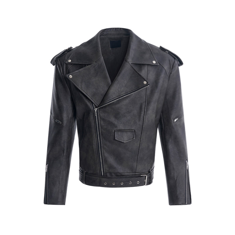 【24s Oct.】Deconstructed Blazer-collar Leather Biker Jacket ArtsKoreanMan
