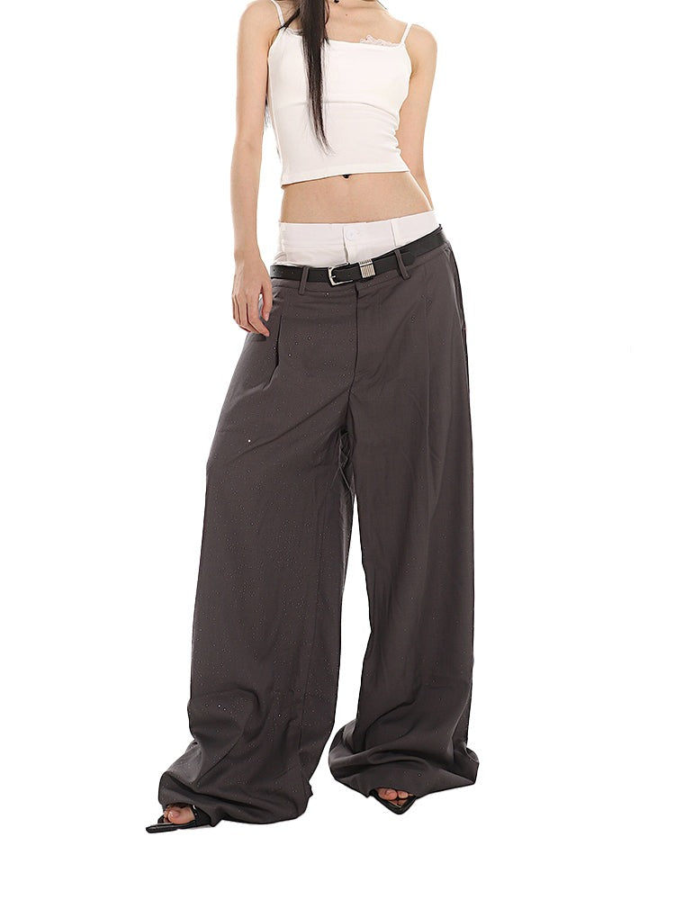 【24s June.】Deconstructed Flash Fake Two-piece Baggy Pants