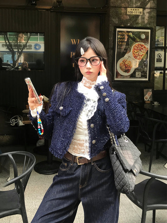 【24s Dec.】Winter Chanel Style Jacket / Lace Top / Wide-Legged Jeans