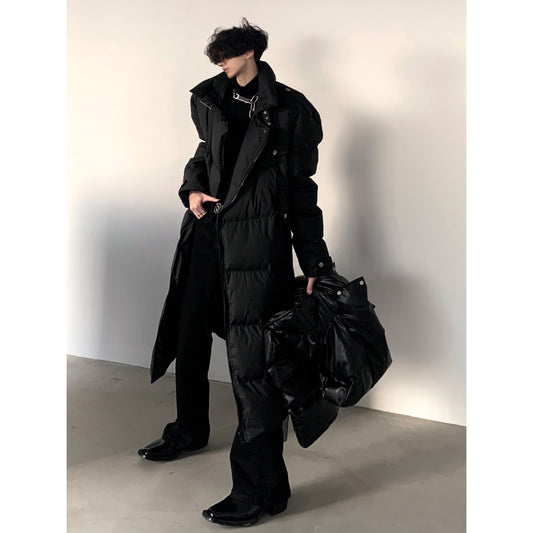 【23s December.】Hooded Leather Vest Two-piece Long Down Jacket