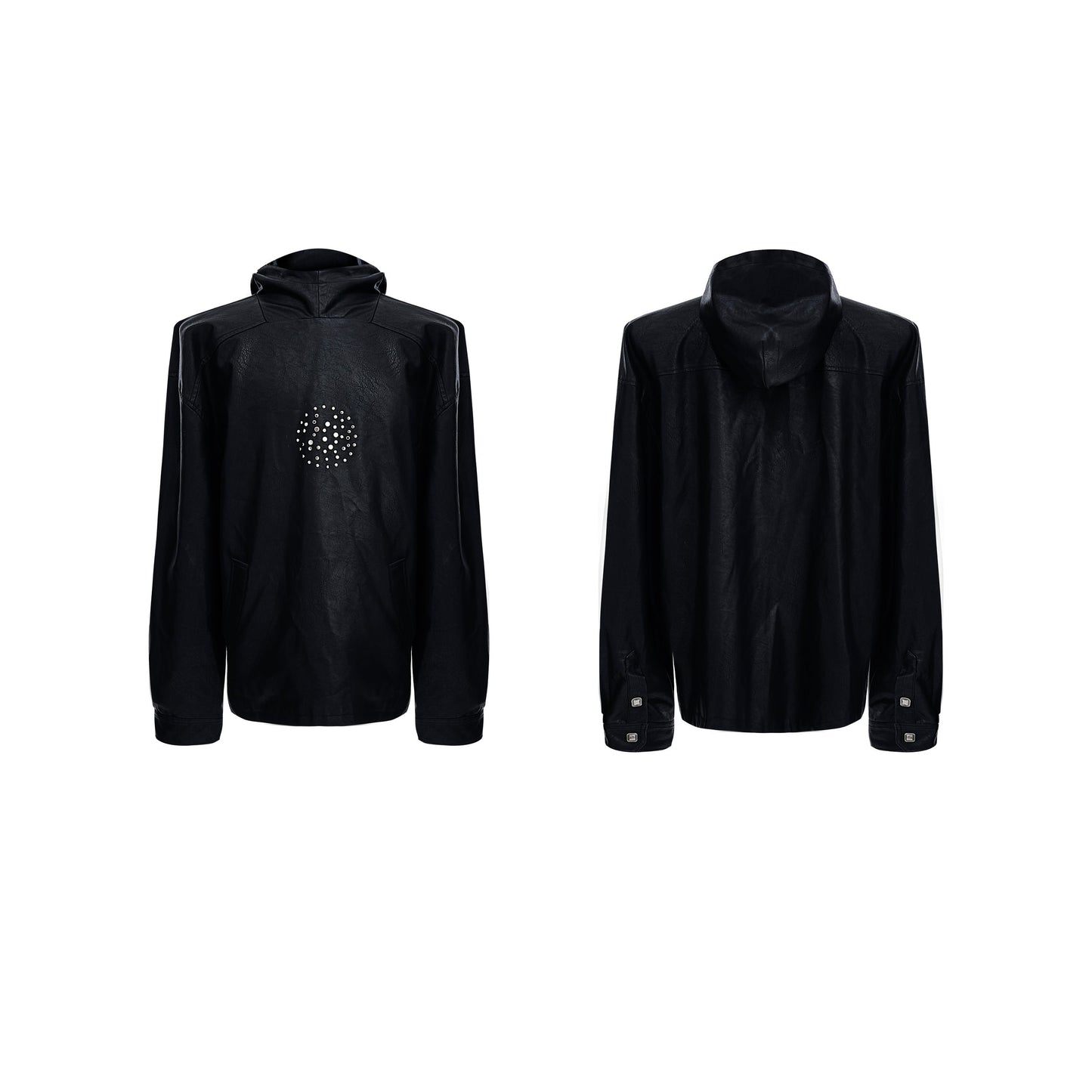 【24s Oct.】Metal Rivet Punk PU Leather Hoodie