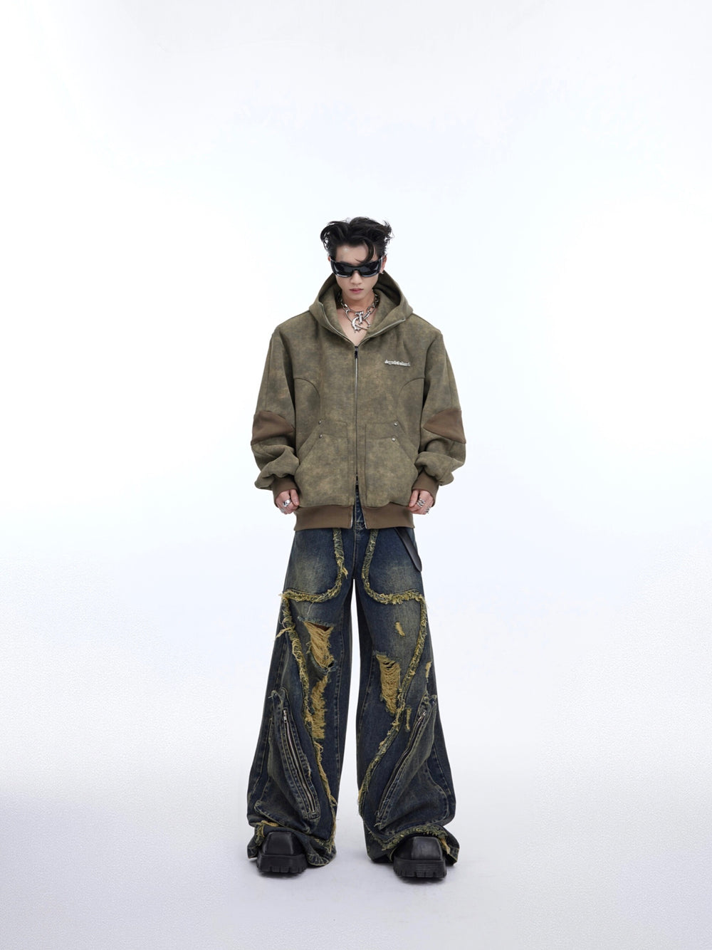 【24s May.】Deconstructed Fringed Ripped Jeans ArtsKoreanMan